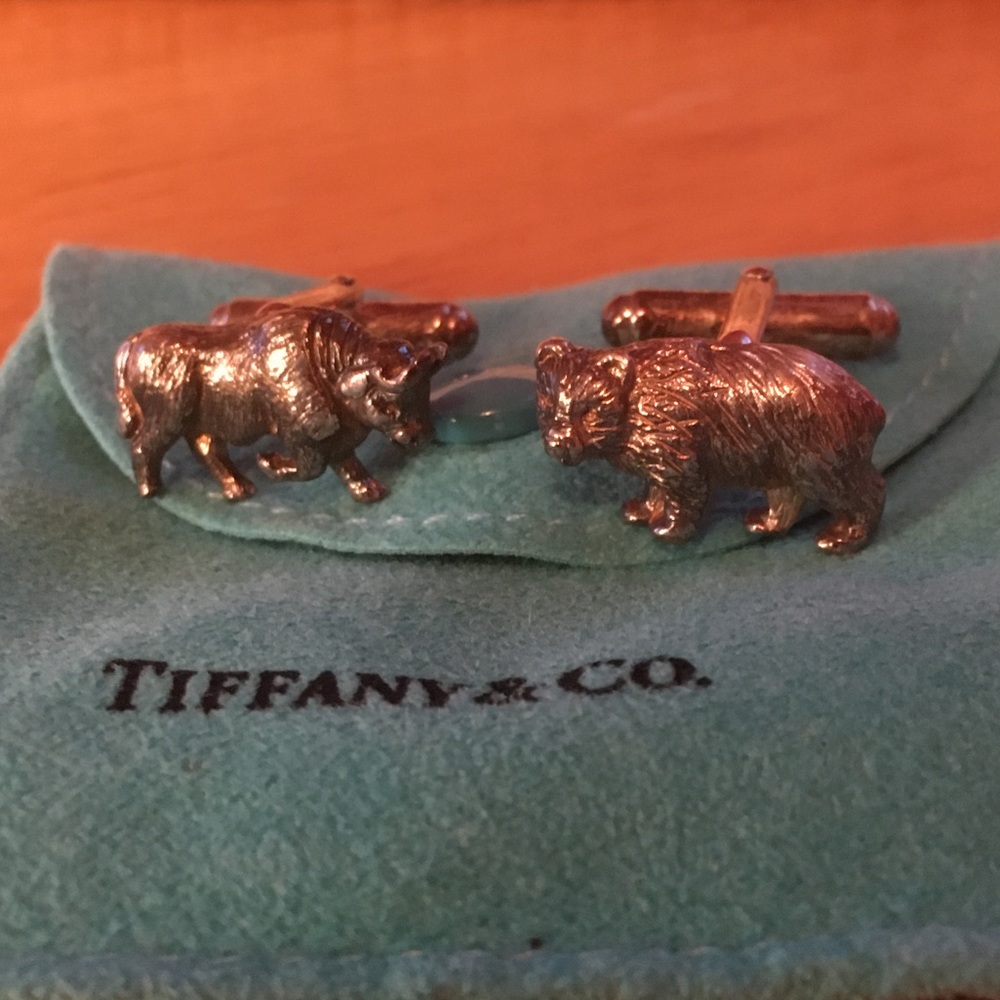 Tiffany & Co. “Bull And Bear” Sterling Silver Cuff Links. Authentic.